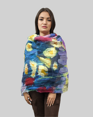 Veil of Dawn Cotton Linen Scarf In Purple