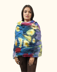 Veil of Dawn Cotton Linen Scarf In Purple