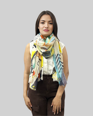 Veil of Dawn Cotton Linen Scarf In Yellow