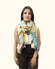 Veil of Dawn Cotton Linen Scarf In Yellow