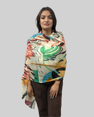 The Pashmina Poem: Wool Scarf in Orange & Green