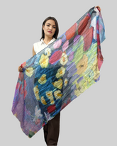 Veil of Dawn Cotton Linen Scarf In Purple