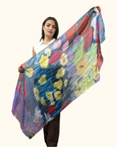 Veil of Dawn Cotton Linen Scarf In Purple