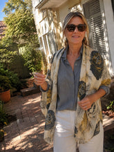 Whispers of Bloom: Cotton Modal Print Scarf in Brown