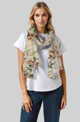 Whispers of Bloom: Cotton Modal Print Scarf in Floral Yellow