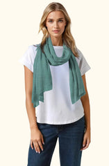 The Windsor Wool and Silk Scarf in Green