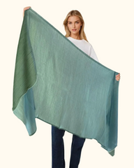The Windsor Wool and Silk Scarf in Green
