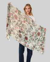 Whispers of Bloom: Cotton Modal Print Scarf in Floral Green