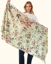 Whispers of Bloom: Cotton Modal Print Scarf in Floral Yellow
