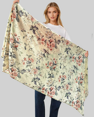 Whispers of Bloom: Cotton Modal Print Scarf in Floral Yellow
