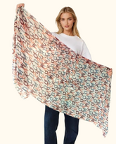 Whispers of Bloom: Cotton Modal Print Scarf With Alphabets