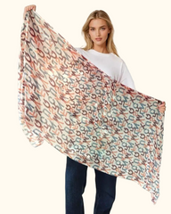 Whispers of Bloom: Cotton Modal Print Scarf With Alphabets