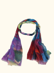 Veil of Dawn Cotton Linen Scarf In Purple