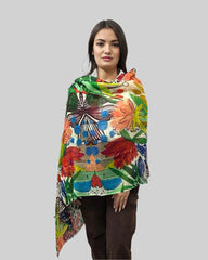 The Pashmina Poem: Wool Scarf in Yellow & Green