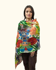 The Pashmina Poem: Wool Scarf in Yellow & Green