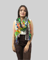 The Pashmina Poem: Wool Scarf in Yellow & Green