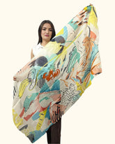 Veil of Dawn Cotton Linen Scarf In Yellow