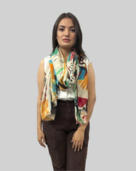 The Pashmina Poem: Wool Scarf in Orange & Green