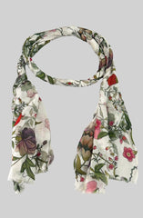 Whispers of Bloom: Cotton Modal Print Scarf in Floral Green