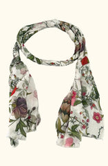Whispers of Bloom: Cotton Modal Print Scarf in Floral Green