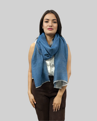 The Windsor Wool and Silk Scarf in Light Blue