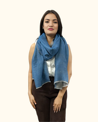 The Windsor Wool and Silk Scarf in Light Blue