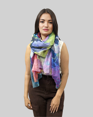 Veil of Dawn Cotton Linen Scarf In Purple