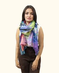 Veil of Dawn Cotton Linen Scarf In Purple