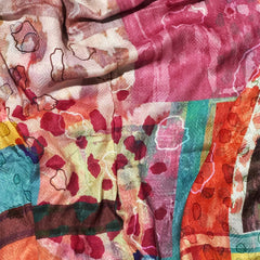 Whispers of Bloom: Cotton Modal Print Scarf in Orange