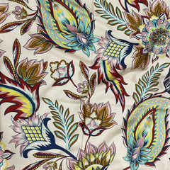 Whispers of Bloom: Cotton Modal Print Scarf in Leafy Beige