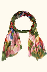 Whispers of Bloom: Cotton Modal Print Scarf in Pink