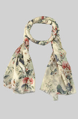 Whispers of Bloom: Cotton Modal Print Scarf in Floral Yellow