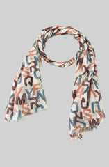 Whispers of Bloom: Cotton Modal Print Scarf With Alphabets