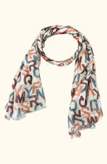 Whispers of Bloom: Cotton Modal Print Scarf With Alphabets