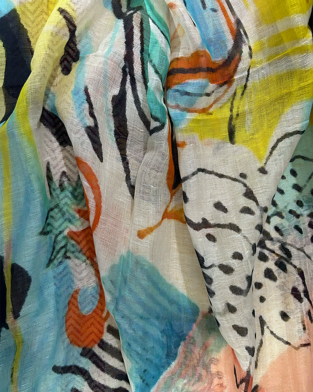 Veil of Dawn Cotton Linen Scarf In Yellow