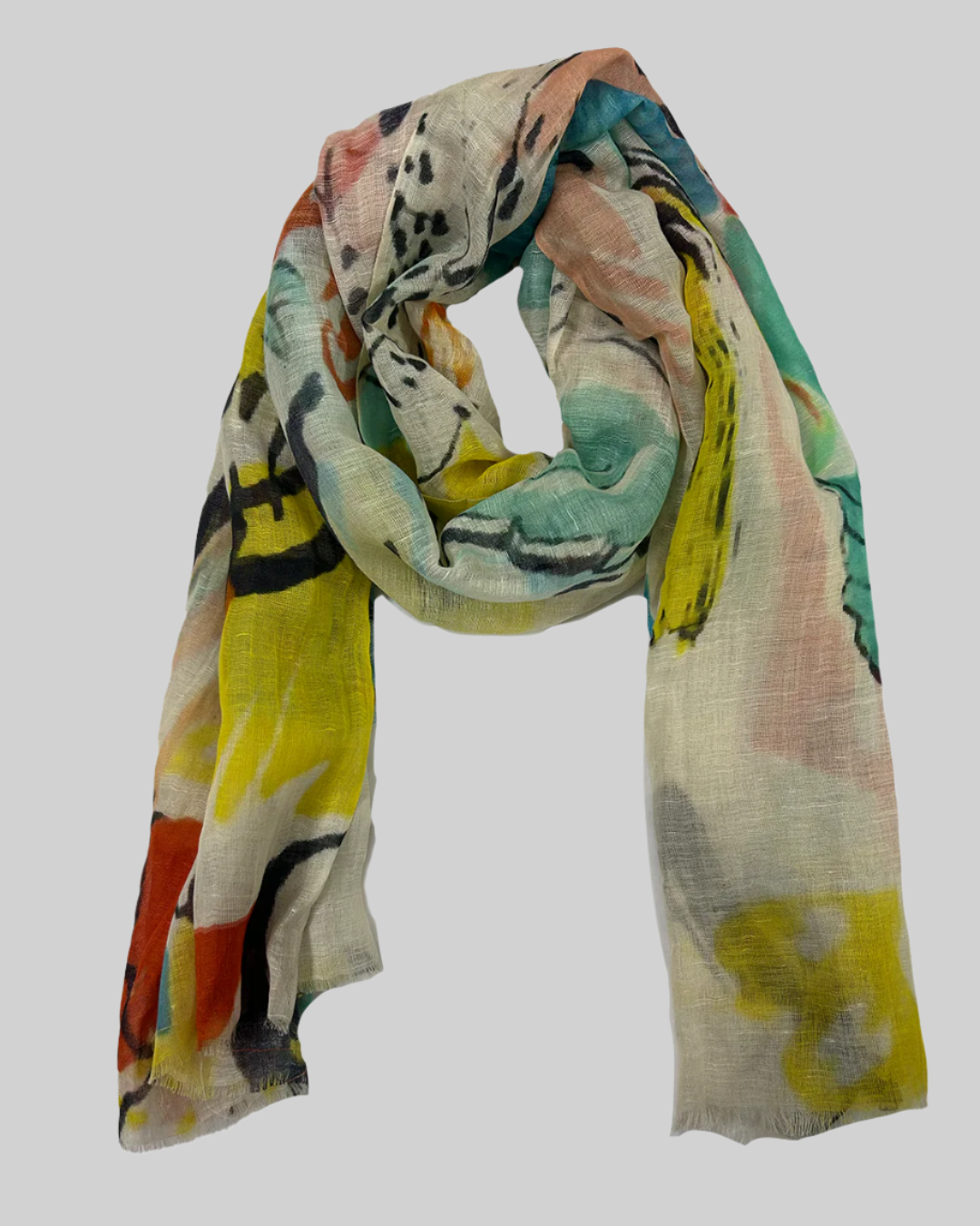 Veil of Dawn Cotton Linen Scarf In Yellow