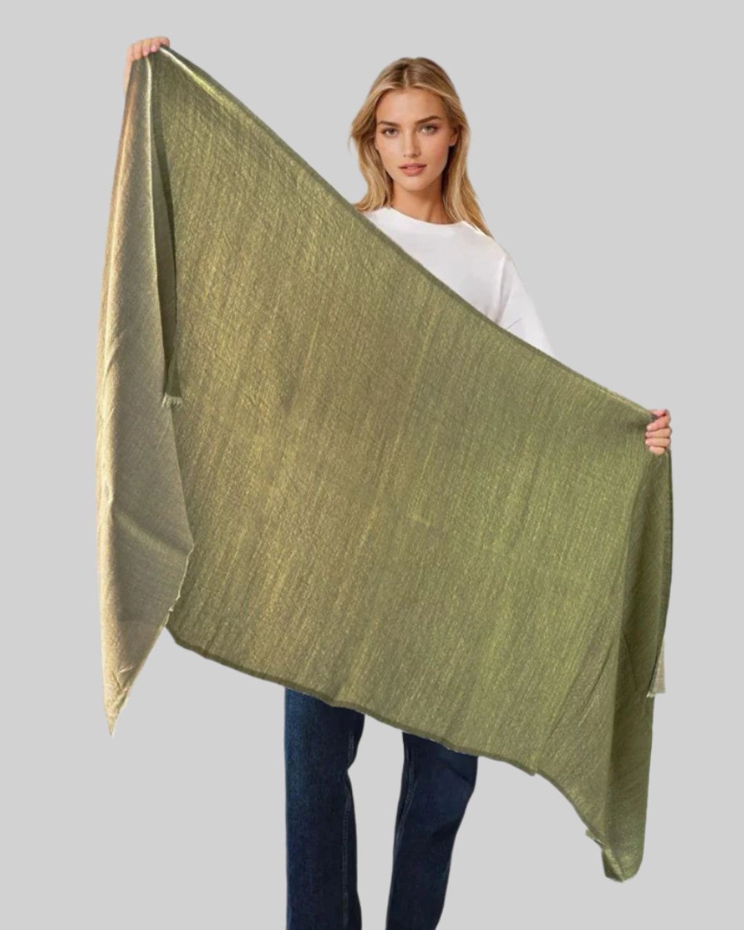 The Windsor Wool and Silk Scarf in Olive